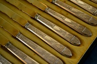 Silver French Set Of Melon Forks Knives Empire Henin