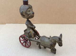 Cast Iron Pull Toy Hooligan Nodder Mule Drawn Nodder