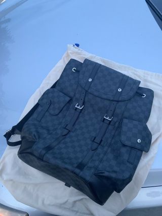 Authentic Louis Vuitton Damier Graphite Christopher Pm Backpack Bag Rare