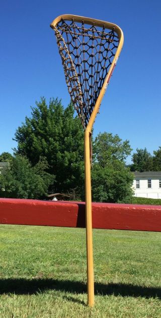 Vintage Wooden Goalie Lacrosse Stick Lax Goal Signed 
