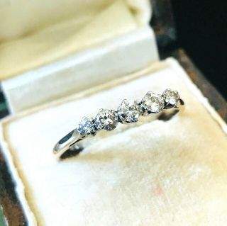 Art Deco 18ct,  18k,  750 Gold & Plat Diamond 0.  40ct five stone ring C1920 4