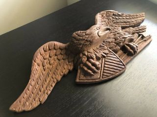 Vtg Bellamy Federal Style Carved Wood American Eagle Wall Folk Art Plaque Signed