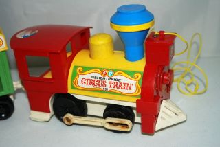 Vtg Fisher Price Circus Train 991 Engine One Animal Car Elephant Monkey Horse 3