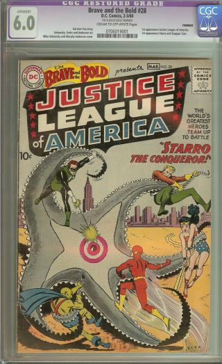 Brave And The Bold 28 Cgc 6.  0 Vintage Dc Key 1st Justice League Of America