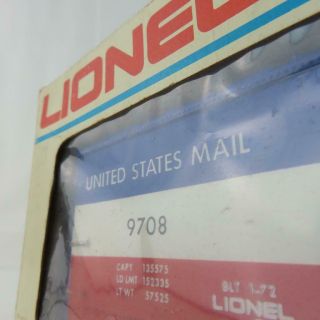 Lionel 9708 US Mail Very Rare Reverse Stripe Variation Less Than 18 Exist 5