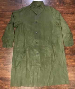 Wwii 1945 Dated Synthetic Rubber Od Dismounted Raincoat,  Size Large