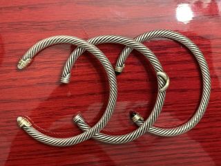 David Yurman Sterling Silver & 14k Gold Large Classic Cable Bracelet