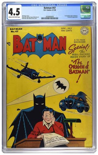 Batman 47 Cgc 4.  5 Vintage Dc Detective Key Catwoman App 1st Detailed Origin