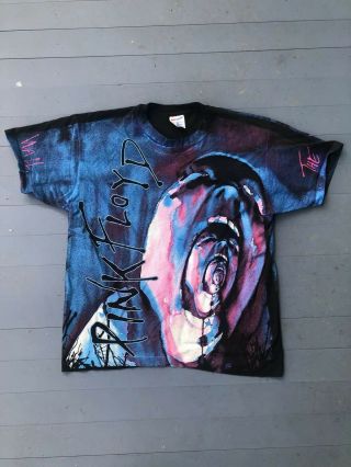 Vintage 1992 Pink Floyd The Wall All Over Print Tshirt L No Damage Rare