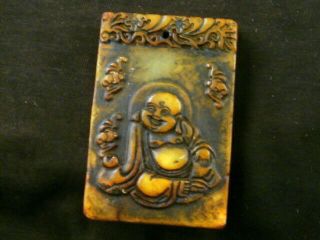 Good Quality Chinese Old Jade Hand Carved Monk Relief 2faces Pendant C116