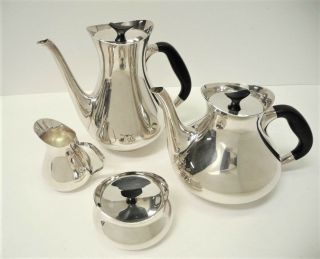 Cohr 1950 " S Hans Bunde Danish Modern Sterling Silver Tea & Coffee Service Set