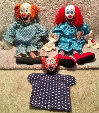 1963 Bozo The Clown,  1999 Talking Bozo The Clown,  Hand Puppet & Enamel Ware Pin