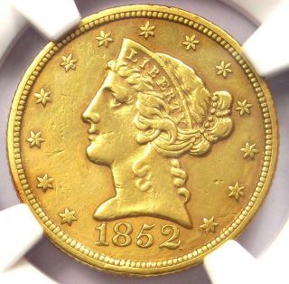 1852 - C Liberty Gold Half Eagle $5 - Ngc Au Details - Rare Charlotte Gold Coin