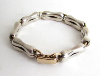 Vintage Tiffany Co Sterling Silver 14k Gold Bracelet Split Bone Link 1960 