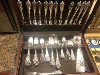 Gorgeous Wallace Grand Baroque 141 Piece Sterling Silver Flatware Setting Foe 10 2