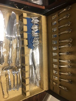Gorgeous Wallace Grand Baroque 141 Piece Sterling Silver Flatware Setting Foe 10 3