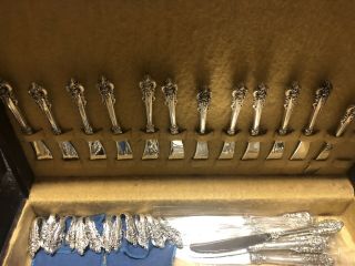 Gorgeous Wallace Grand Baroque 141 Piece Sterling Silver Flatware Setting Foe 10 4