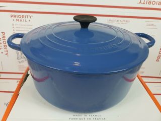 Le Creuset Vintage Blue Enamel Round Dutch Oven Pot 7.  25 Qt 28 2