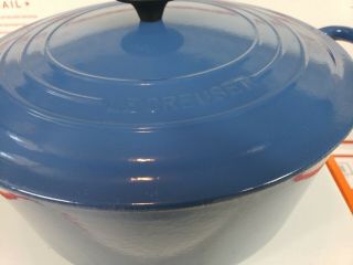 Le Creuset Vintage Blue Enamel Round Dutch Oven Pot 7.  25 Qt 28 4