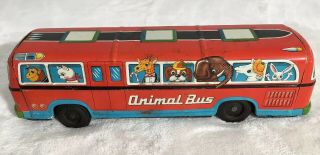 Vintage 1950’s Miyamae Tin Friction Animal Bus Japan