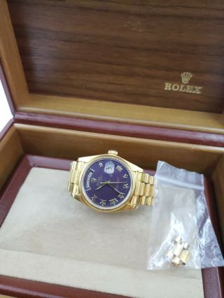 Rare Purple Rolex Day - Date President 18k Gold Ref 18078