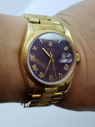 Rare Purple Rolex Day - Date President 18k Gold Ref 18078 7