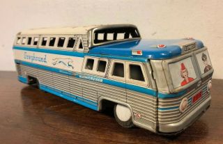 Vintage Tin Friction Greyhound Scenicrusier Bus Japan 10” Toy 6916 Express