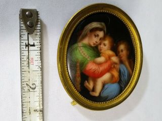 Oval Painting Porcelain Plaque Hand Painted Antique Madonna & Child KPM Style 7