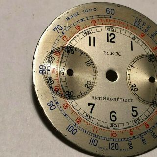 Vintage REX multicolor chronograph dial for caliber Valjoux 23 - 40 ' s 2