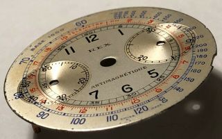 Vintage REX multicolor chronograph dial for caliber Valjoux 23 - 40 ' s 5