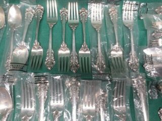 61 Piece Set of Wallace Grande Baroque Sterling Silver Flatware 5