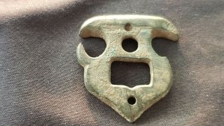 Very Rare Bronze Stylized Face Saxon Buckle.  A Must.  L131i