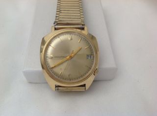 Vintage Bulova Accutron 218 35mm.  M7 14k Gold Mens Watch Rare Case And Dial