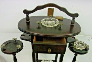 Vintage Wood Smoking Pipe Stand with 2 Nested stands & brass matchbook holder 5