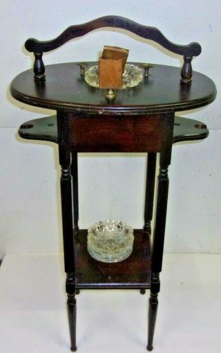 Vintage Wood Smoking Pipe Stand with 2 Nested stands & brass matchbook holder 7