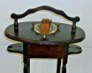 Vintage Wood Smoking Pipe Stand with 2 Nested stands & brass matchbook holder 8