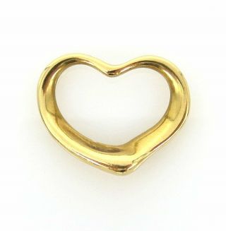 Vintage Tiffany & Co Elsa Peretti Large Open Heart 18k Yellow Gold Slide Pendant