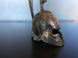 vintage cast brass Roman Gladiator Helmet Dinner Bell Trojan Snake 2