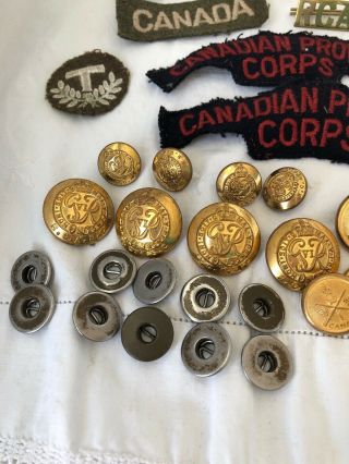 WW2 Canada Military BUTTONS Patches BUCKLES Pins Badges UNIFORMS RCASC Provost 2