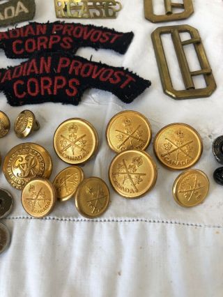 WW2 Canada Military BUTTONS Patches BUCKLES Pins Badges UNIFORMS RCASC Provost 3