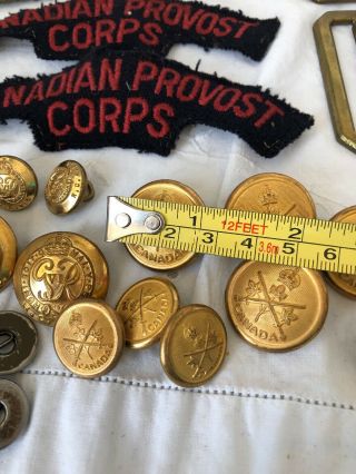 WW2 Canada Military BUTTONS Patches BUCKLES Pins Badges UNIFORMS RCASC Provost 4