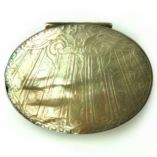 A ANTIQUE GEORGIAN SOLID SILVER & MOTHER OF PEARL POCKET SNUFF BOX 6