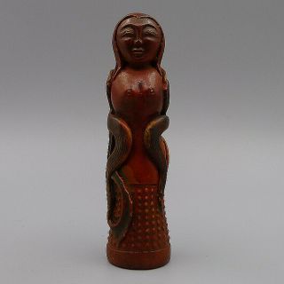 Charm Pendants Statue Hand Carved Woman Ancient Natural Old Cinnabar