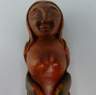 Charm Pendants Statue Hand Carved Woman Ancient Natural Old Cinnabar 4
