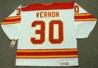 Mike Vernon Calgary Flames 1989 Ccm Vintage Throwback Home Nhl Hockey Jersey