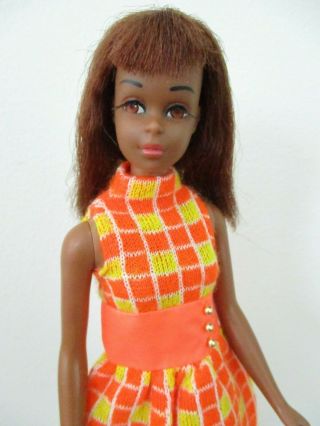 Vtg Mod Barbie: Vhtf Black Aa Francie Doll In Mini Chex Outfit