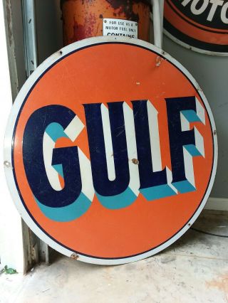 Vintage porcelain GULF sign - 100 42 
