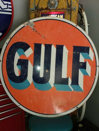 Vintage porcelain GULF sign - 100 42 