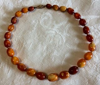 Reserve For Myroslov,  Vintage Amber Bead Necklace,  14k Clasp