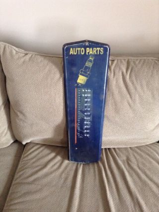 Vintage Metal Auto Parts Store Dealer Thermometer Sign 24 " X 7 " Gas Oil Napa